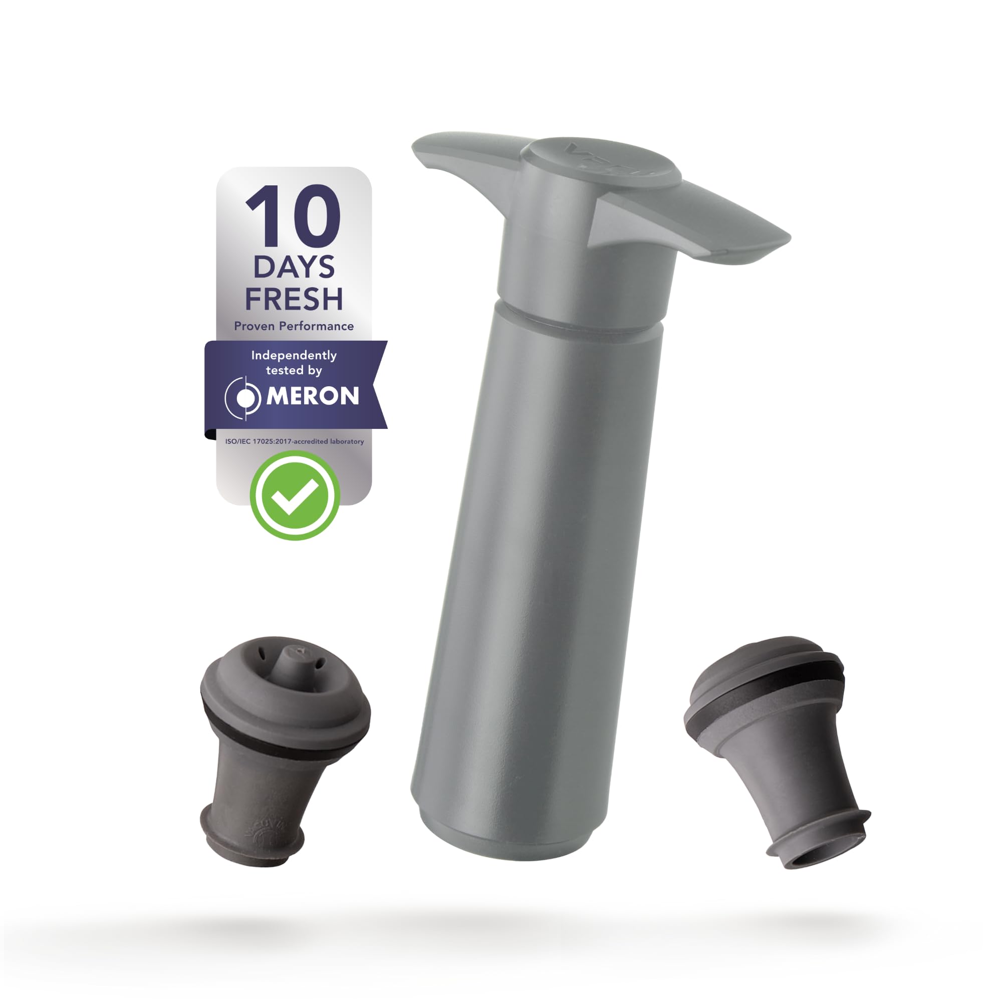 Vacu Vin Original Wine Pump - 2 Vacuum Wine Stoppers - Wine Saver - Gray