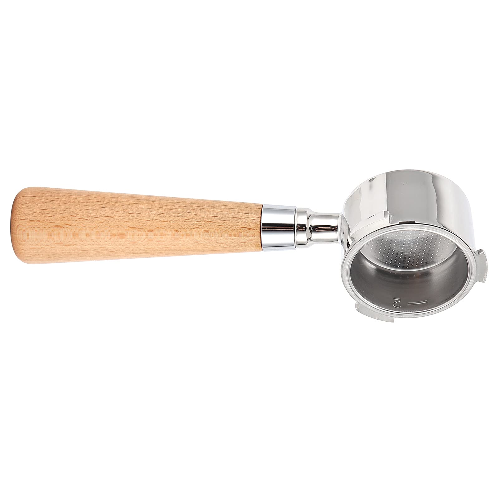 Portafiltro sin fondo para máquina de espresso, soporte de filtro de café de acero inoxidable con mango ergonómico de madera, herramienta de para preparar café en casa o en (Faggio da 51 mm)