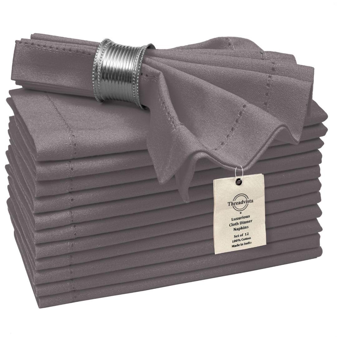 Serviettes de table élégantes en coton avec ourlet à jour, cadeau idéal mariage