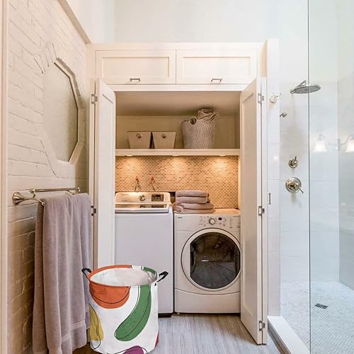 Miniatura 3 de Minimalistic Cartoon Laundry Basket,Collapsible Bag with Easy Carry Handles,Green Yellow Red Purple Abstract Color Blocks Waterproof Foldable