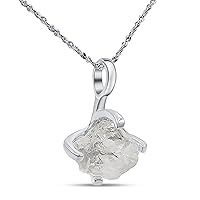 Vista 64 de Natural raw smoky quartz pendant chain necklace with white gold over 925 solid sterling silver, birthstone dainty solitaire gift for her, uniquelan