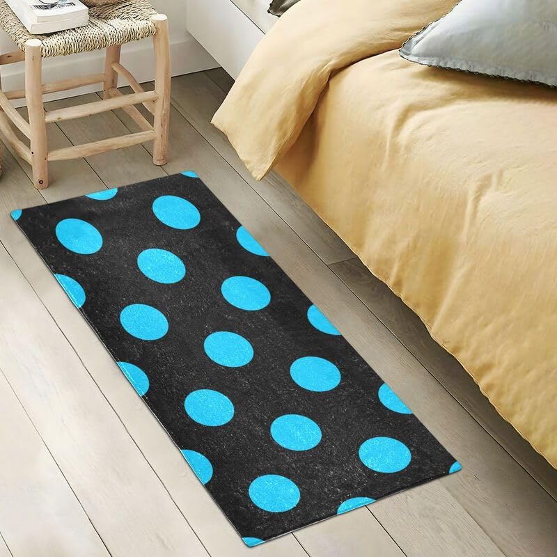 Miniatura 5 de Alfombra antideslizante de lunares azules grandes, lavable a máquina, alfombra de entrada para baño, decoración de lavandería, 39 x 20 pulgadas