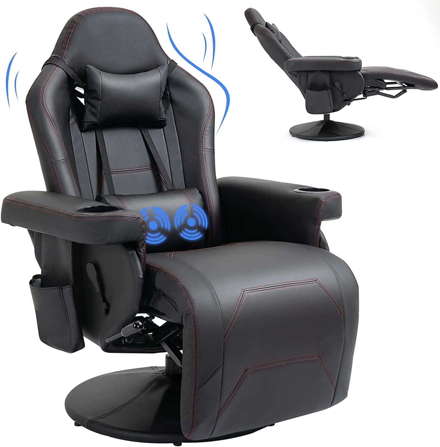 ECOTOUGE Massage Gaming Chair with Footrest, Ergonomic High