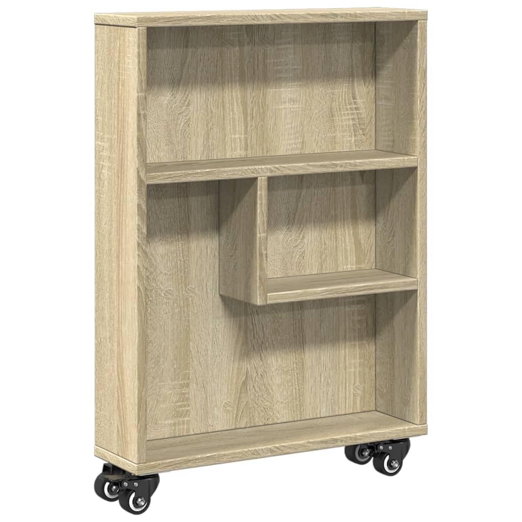 vidaXL Chariot de Rangement étroit Chêne Sonoma 48 x 13 x 68 cm Bois d'ingénierie