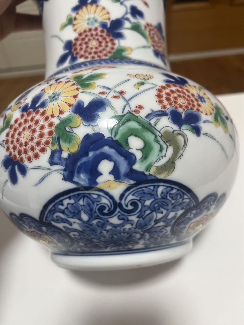 Amazon.co.jp: 有田焼 荻窯 青花 粉彩 花瓶 壺 骨董品 : ホーム