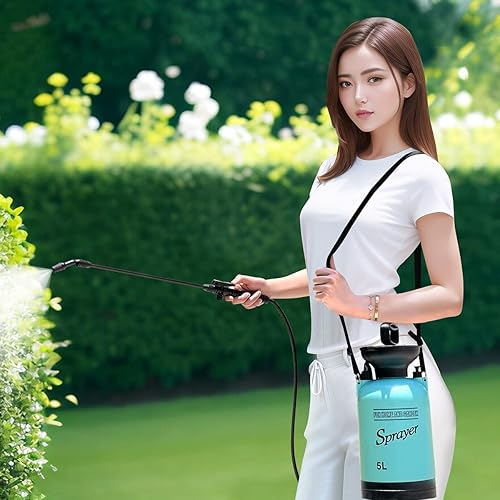 Miniatura 9 de CLICIC Pulverizador portátil para césped y jardín - Pulverizador de presión de bomba de 1.3 galones5 L incluye correa para el hombro.