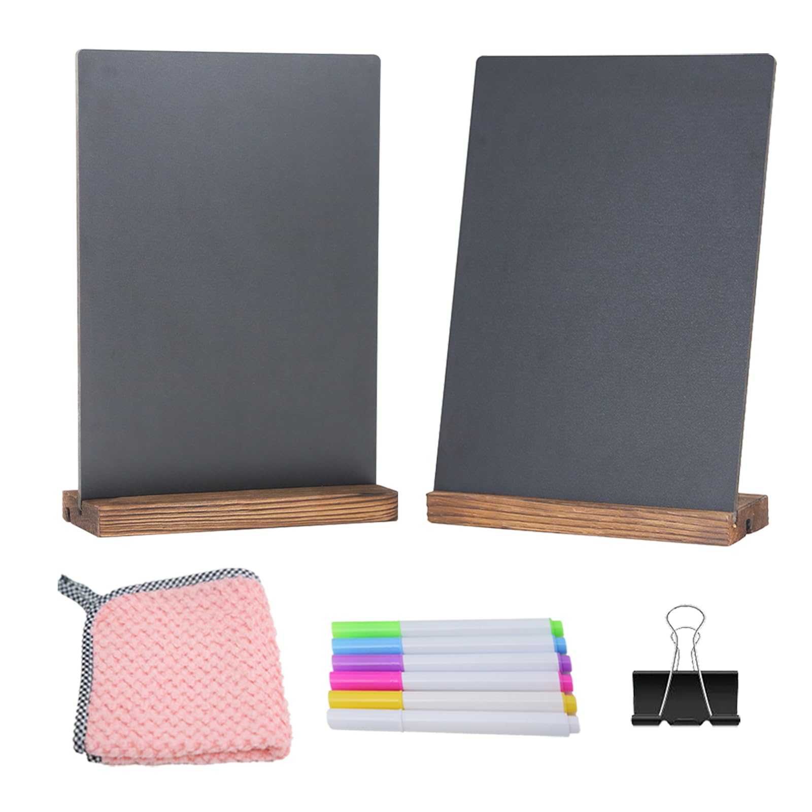 NEWNEWSHOW Letreros de pizarra colgantes de madera de doble cara de 8.7 x 12 pulgadas, pizarra de mensajes, tablero de mensajes borrable con cuerda para colgar, decoración de tiendas, bodas, cocina,