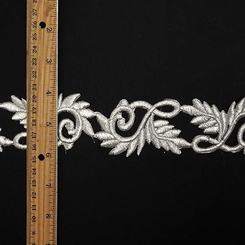 Miniatura 3 de 1-34" Hierro en ajuste de encaje metálico para novia, disfraz o joyería, manualidades y costura por 1 yarda, TR-11888 (plata)