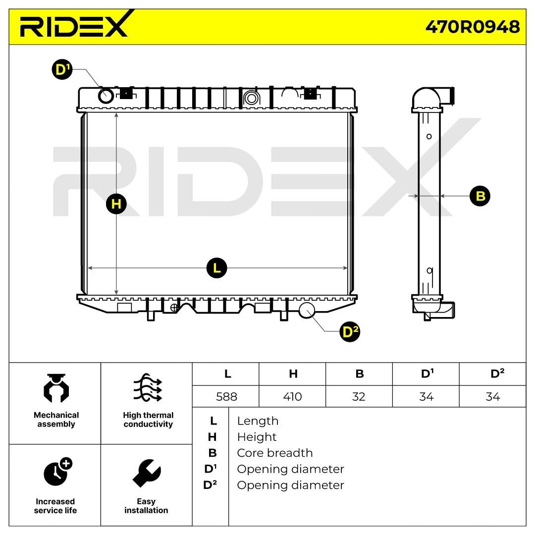 RIDEX 470R0948 Radiatore motore Compatibilità con OPEL Frontera A SUV U92