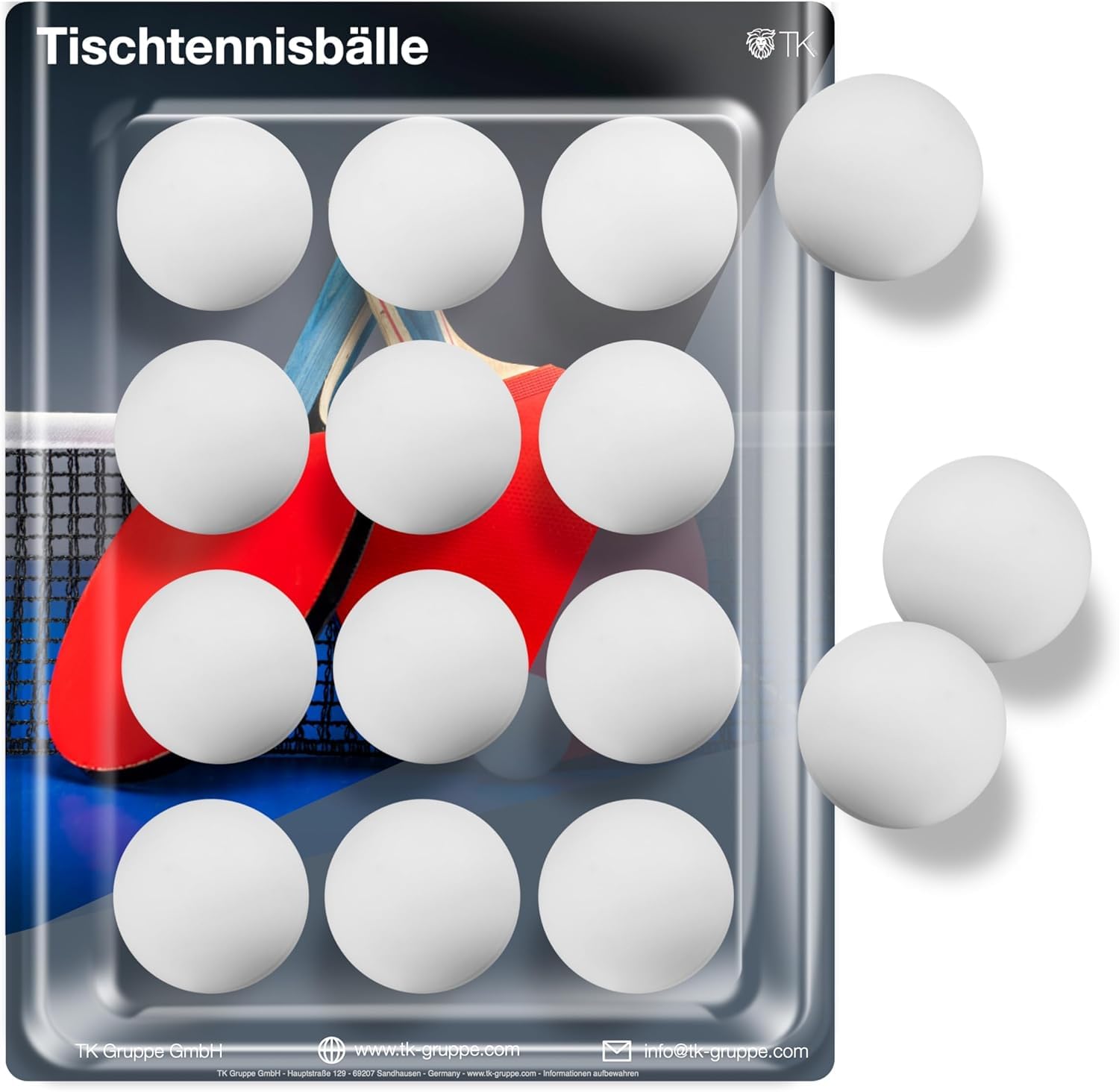 TK Gruppe Timo Klingler Pelotas de Ping-Pong - Blancas - 40 mm - para Entrenamiento y competición - Tenis de Mesa para Interior y Exterior
