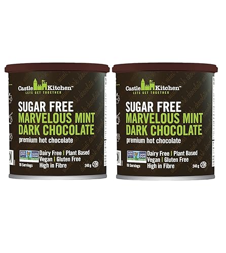 Miniatura 6 de Castle Kitchen Mezcla de chocolate caliente negro holandés doble sin azúcar con fruta de monje (8 onzas)  Vegano, sin lácteos, a base de plantas
