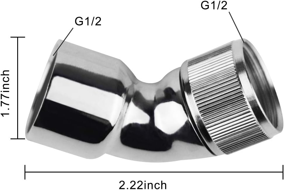 Buy Kwode Shower Elbow Adapter For Shower Head 45 Female To Female G1 2 Shower Arm Pipe Angle Connector Brass Constructed Chrome Finish Online In Indonesia B08lnf18nz