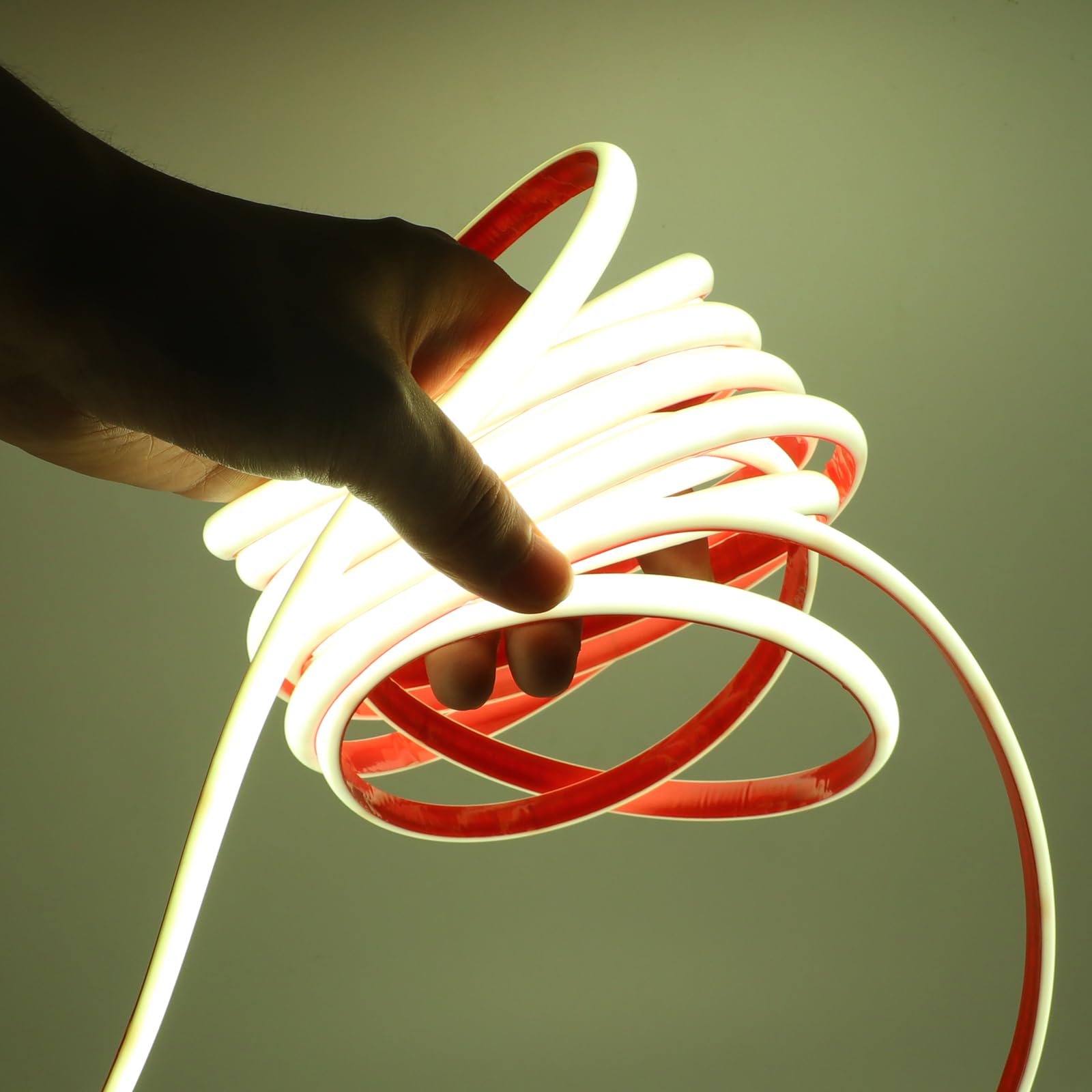 KISUFU 24V COB LED Strip Light, 320 LEDs/m 2PIN IP68 Waterproof Neon LED Strip High Density Flexible Tape Light for TV, Outdoor Party DIY, Bedroom,