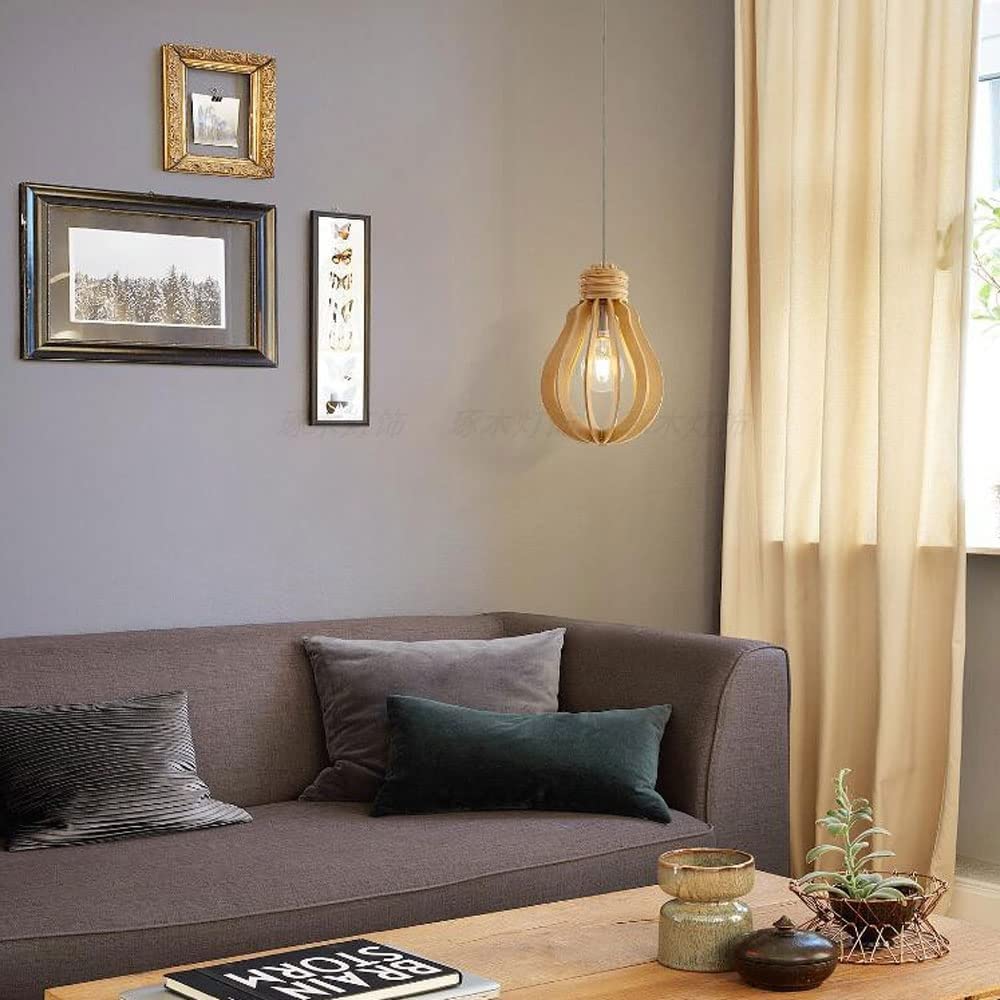 E27 drewniana lampa wisząca Modern Art Deco sufitowa wisząca oprawa oświetleniowa, Nordic Wood wisząca klosz lampy żyrandole do jadalni wyspa kuchenna sypialnia przedpokój Change for the better