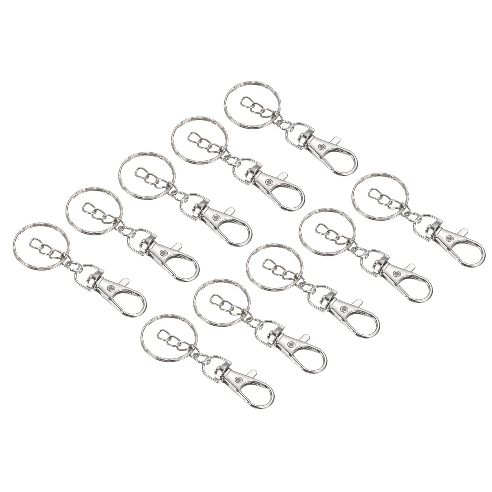 PATIKIL Key Chain Rings, 10 Pack Metal Keyring Extension Chain Clip Hook Keychain Holder, Silvery