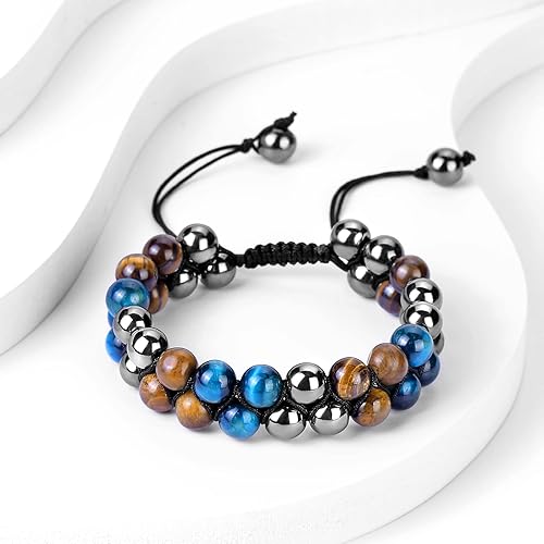 Vista 34 de Evil Eye Bracelets Protection Bracelet Beaded Bracelets Crystal Bracelet for Men Women Bring Luck and Prosperity and Happiness 8mm Blue Tiger