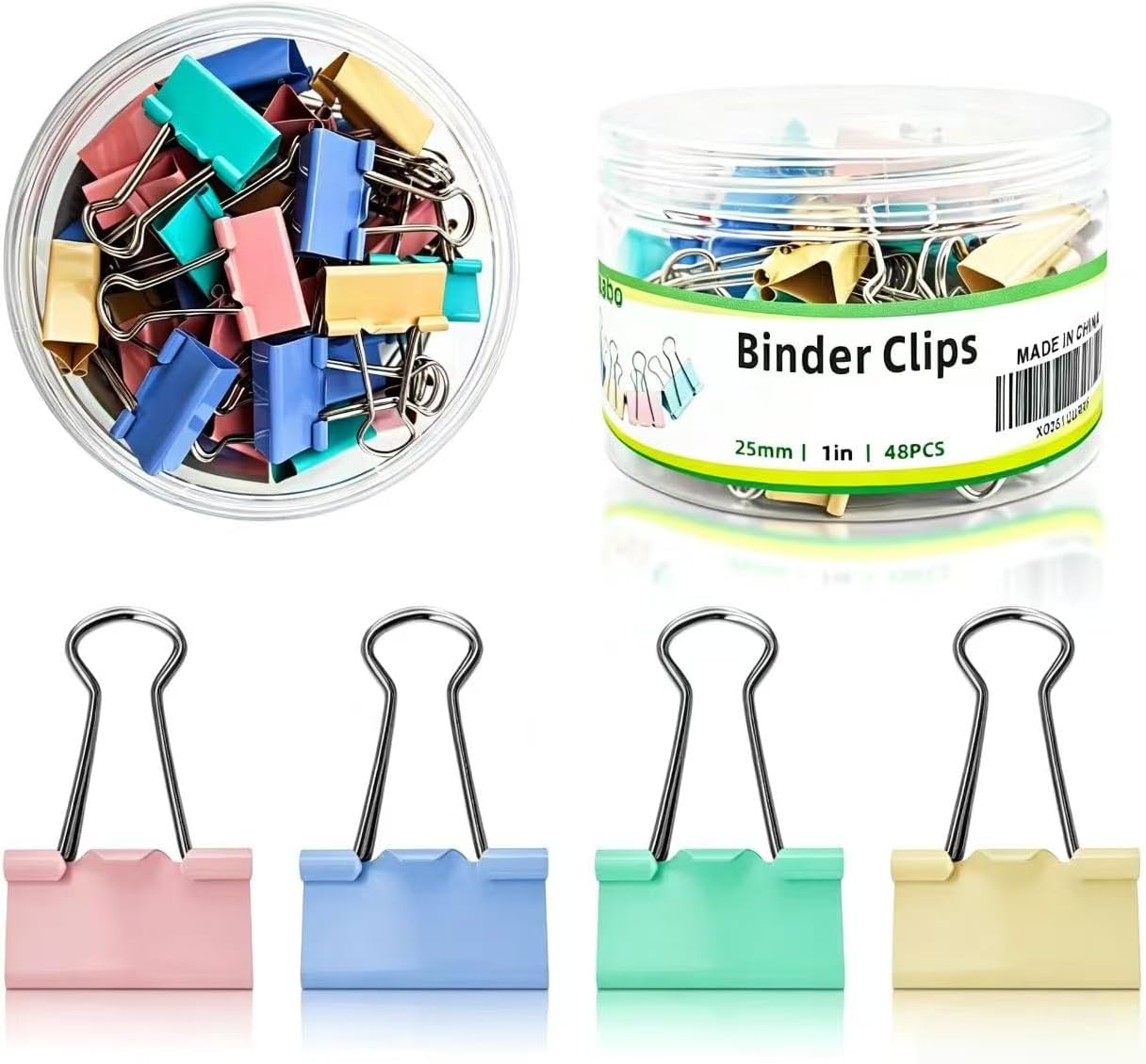Binder Clips 1 inch Length, Morandi Color (48 Pcs)