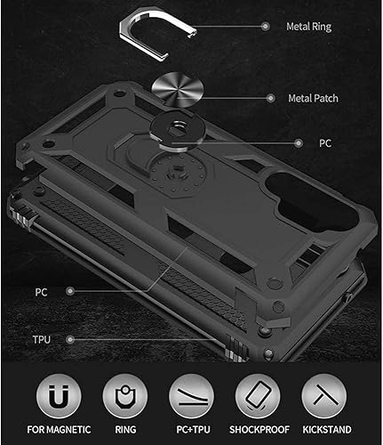 Miniatura 5 de Funda para Galaxy A32 5G, funda para Samsung A32 5G, funda protectora de grado militar con anillo para Samsung Galaxy A32 5G (negro)