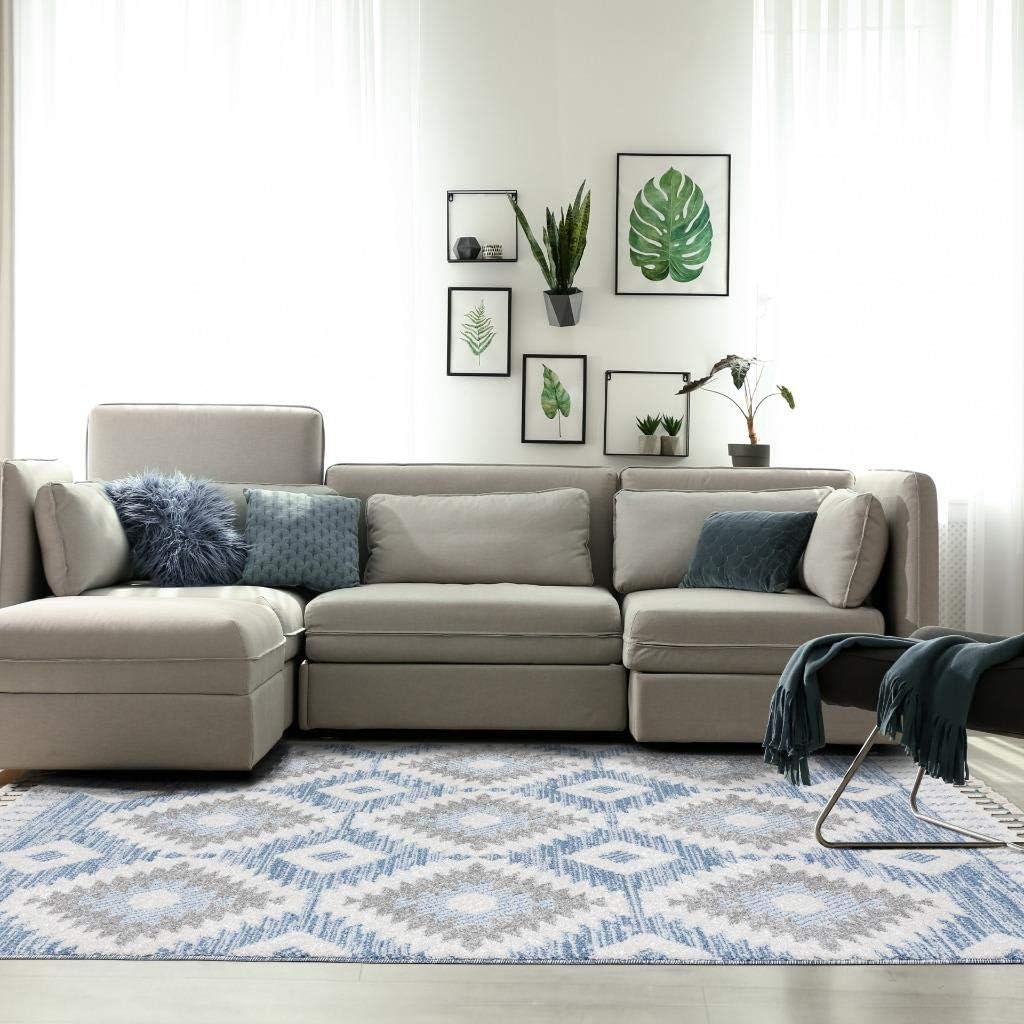 LUXE WEAVERS Ibiza Collection 7898 Blue 5x7 Moroccan Area Rug