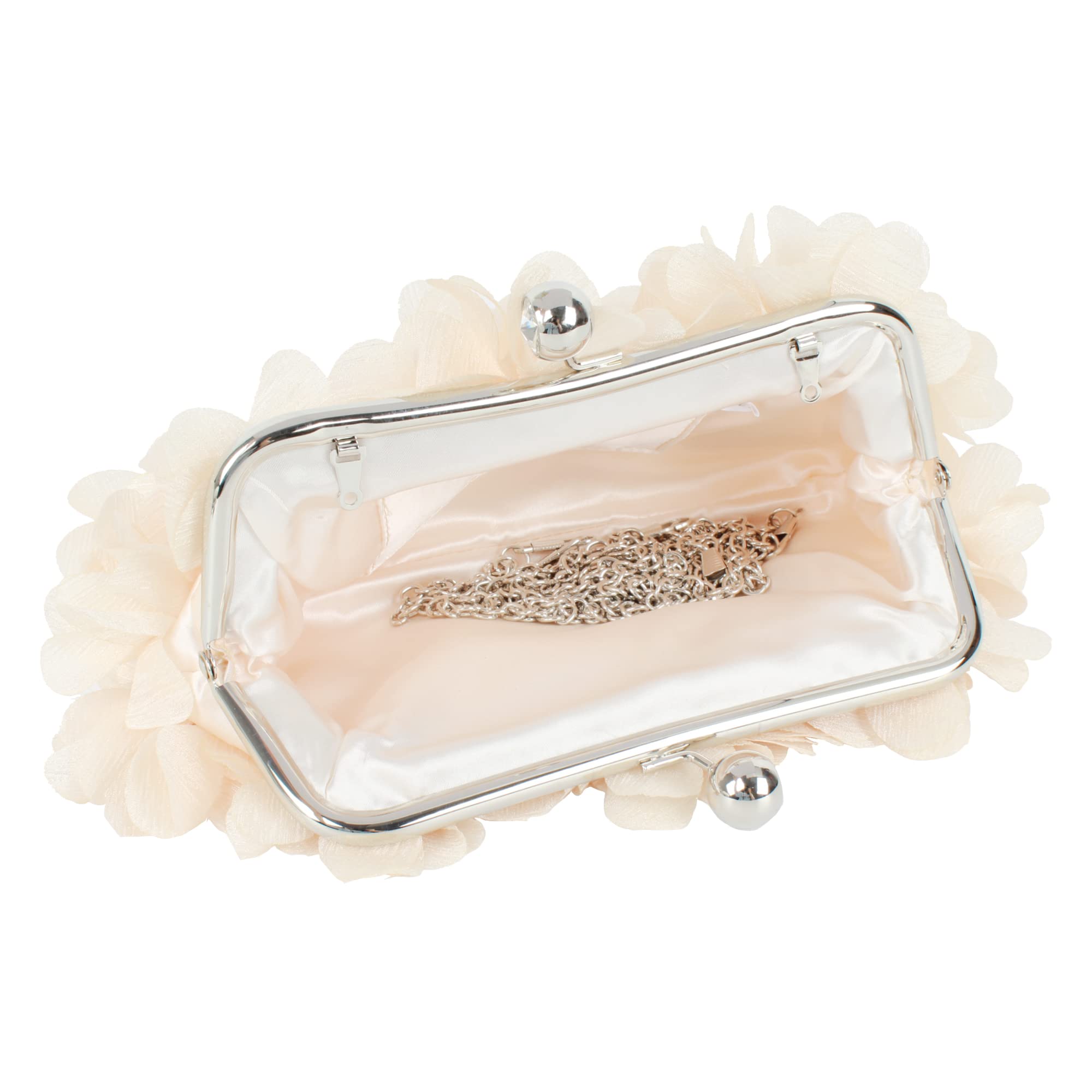 Borsa da donna elegante con motivo floreale, in seta, con catena a tracolla e chiusura a scatto