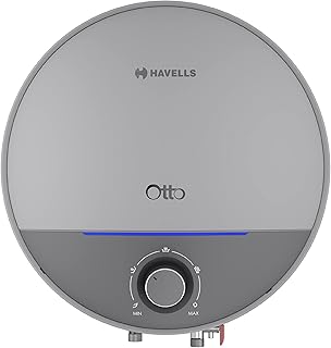 Havells Otto 15 Litre Storage Water Heater(Geyser)| Temp. Sensing LED Indicator| Anti Rust Tank | With Shock Safe Plug| 5 Star|Warranty: 7 Year on Tank| Free Installation & Flexi Pipes (Silver Grey)