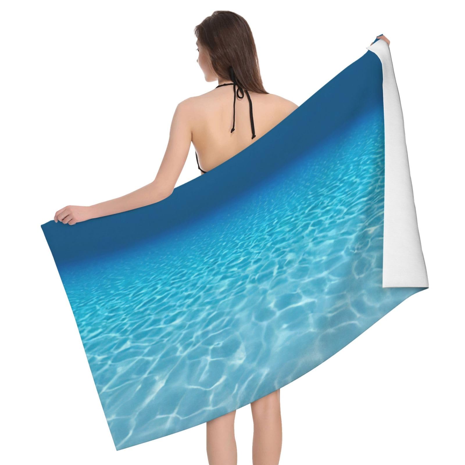 Serviette de bain de luxe imprimé paysage sous-marin microfibre