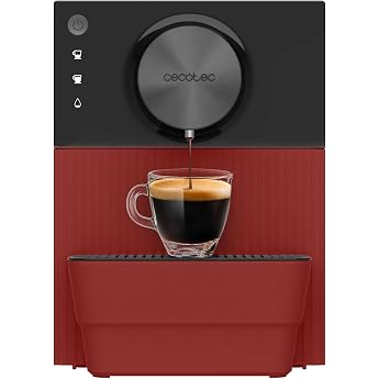 Cecotec Cremmaet Cube Red 1350W Compact Coffee Machine Professional Power Press System Pre Infusion 19 Bar Thermoblock System