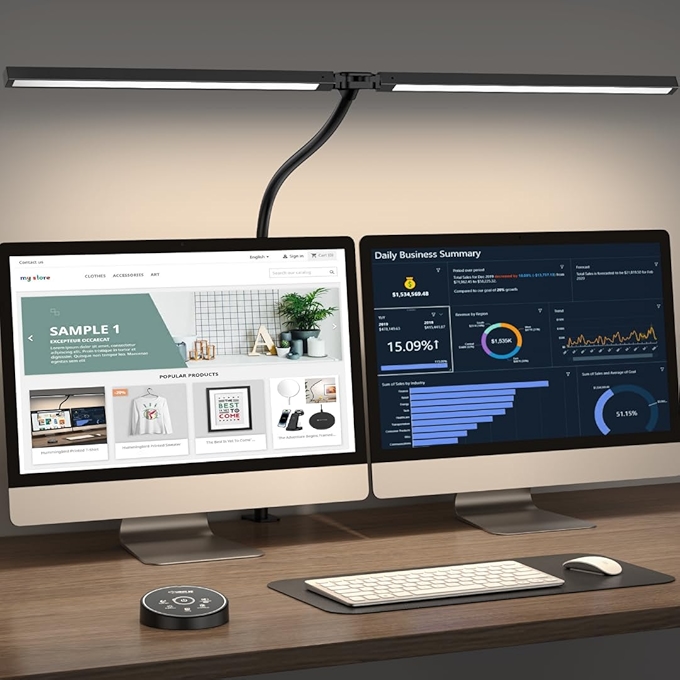 LED Desk Lamp with Clamp - Eye-Caring Gooseneck Light for Office and Home