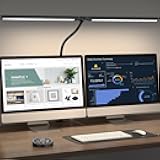 Led Desk Lamp for Office Home - Eye Caring Architect lamp with Clamp,Dual Screen Computer Monitor Gooseneck Smart Light: 24W 5 Color Flexible Adjustable Lighting Table Lamp for Study Drafting