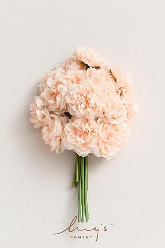 Miniatura 4 de Ling's Moment Flores artificiales de peonía, 15 piezas de peonías de seda sintética para ramo de bricolaje, flores falsas de relleno de boda a