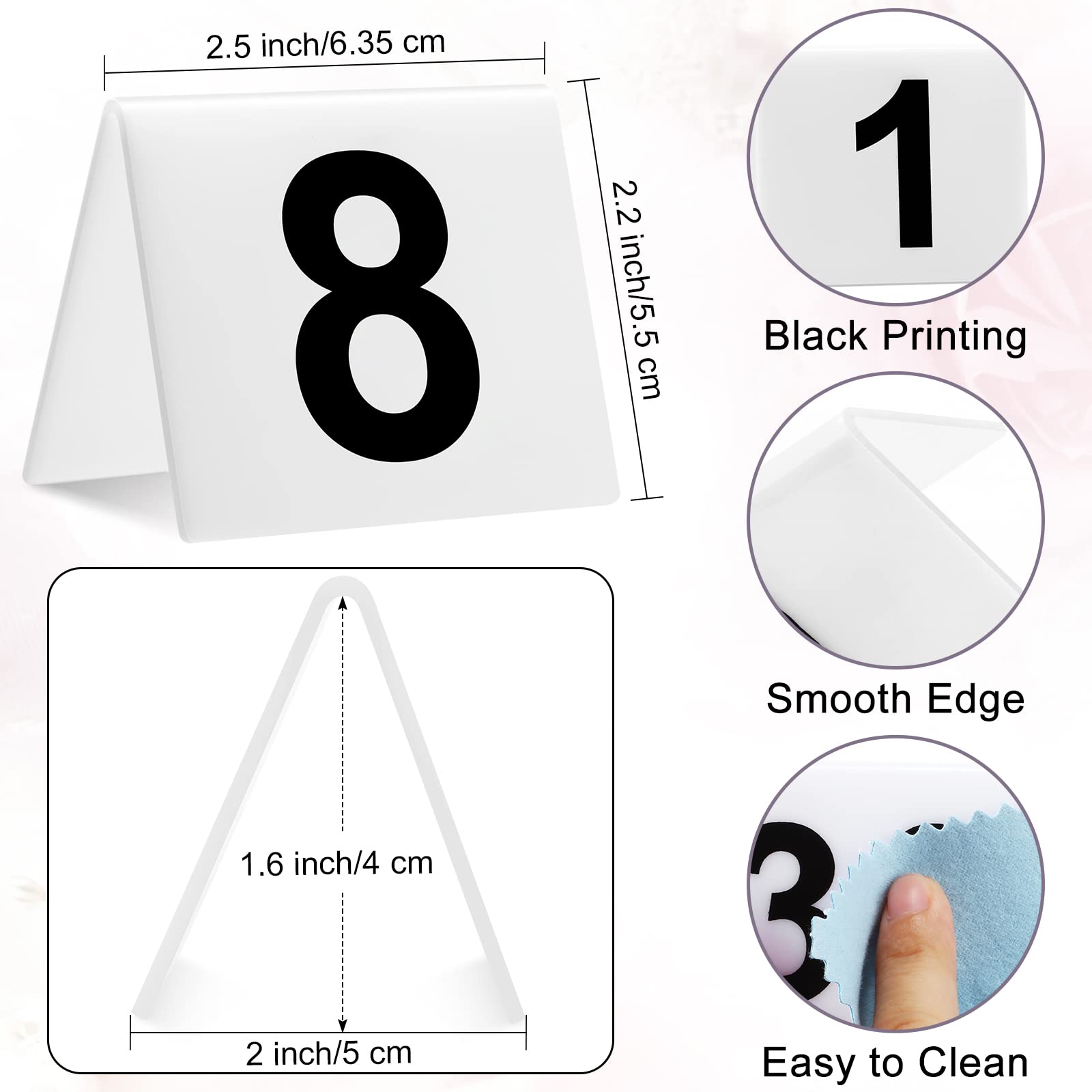 40 piezas de acrílico para mesa de tienda de campaña, números de 1 a 40 mesas numeradas de doble cara para restaurantes, bodas, números de tienda, tarjetas de fiesta, banquetes y artículos de prueba