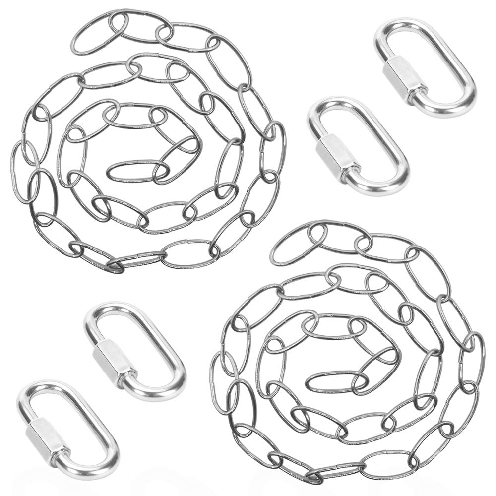 Sonku 39 Inch Industrial Light Fixture Chain, 2 Pcs Lighting Hanging Chain with 4 Pcs Connection Locks for Hanging Plants,Basket,Bird Feeder-Silver