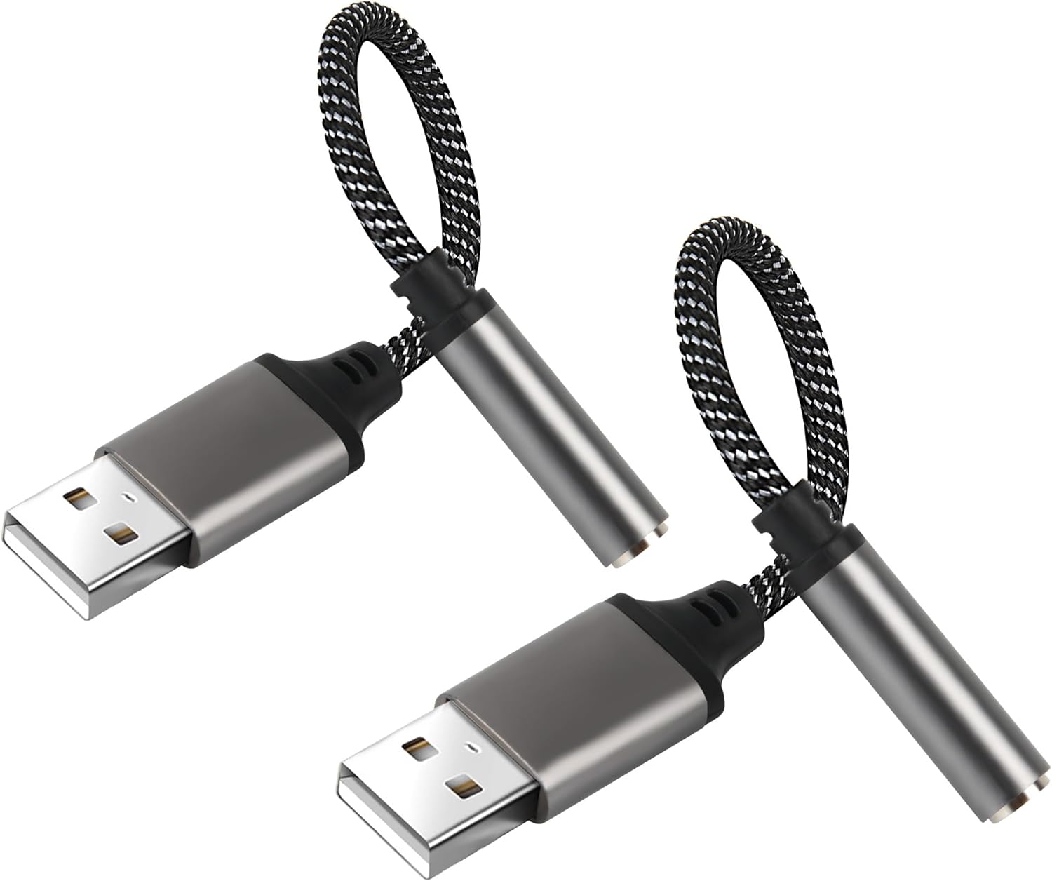 USB to 3.5mm Audio Headphone Jack Adapter 2 Pack, USB to Aux Adapter 3.5mm Female, External Sound Card Converter for Headphones, PC, Laptops, Desktops,PS4, PS5 and More Device
