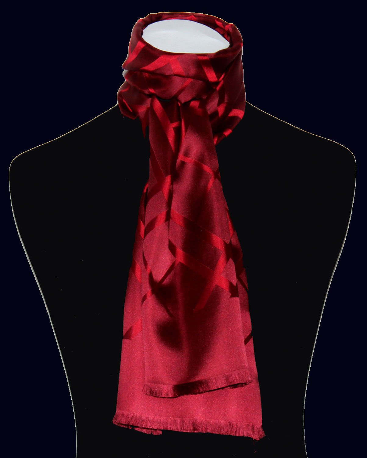 Lorenzo Cana Herren Schal aus 100% Seide aufwändig jacquard gewebter Damast Seidenschal Seidentuch Tuch 25 cm x 160 cm dunkelrot 8921011