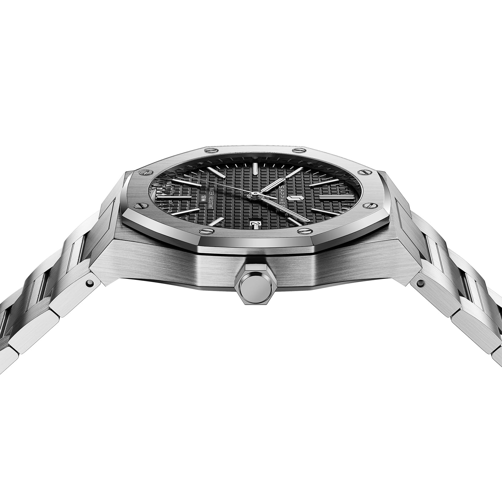 SAPPHERO Orologi da uomo Orologio da uomo in acciaio inossidabile al quarzo impermeabile con datario orologio da polso elegante e professionale regalo per oro