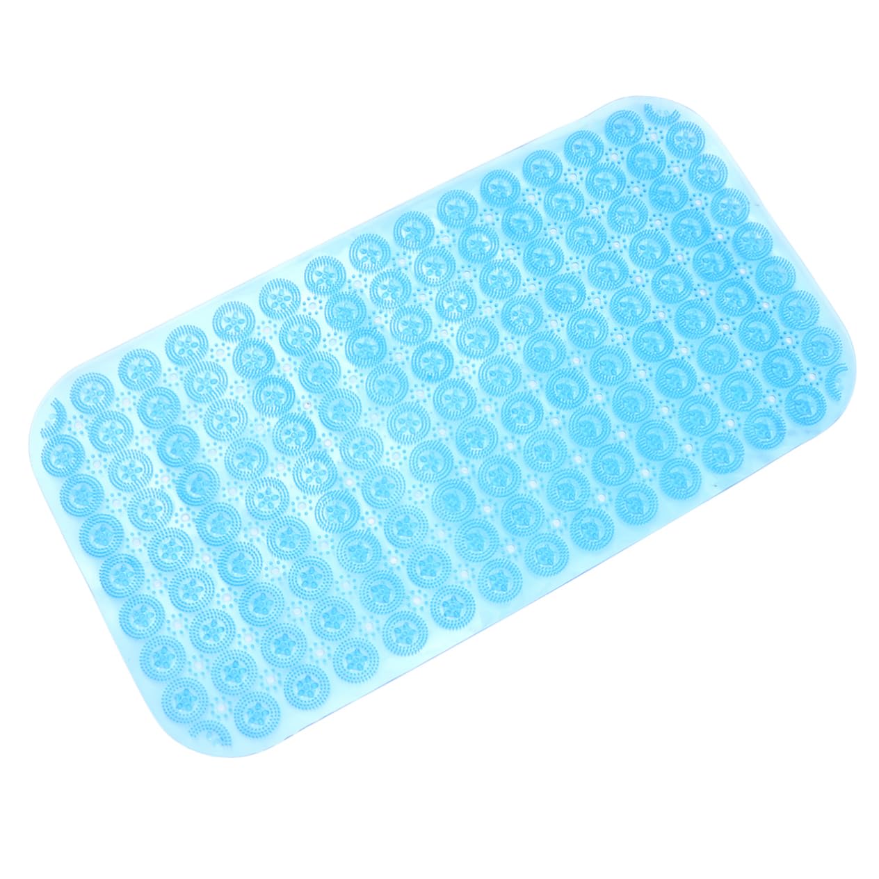 Tapis de bain antidérapant bleu à ventouses puissantes pour douche et bassin