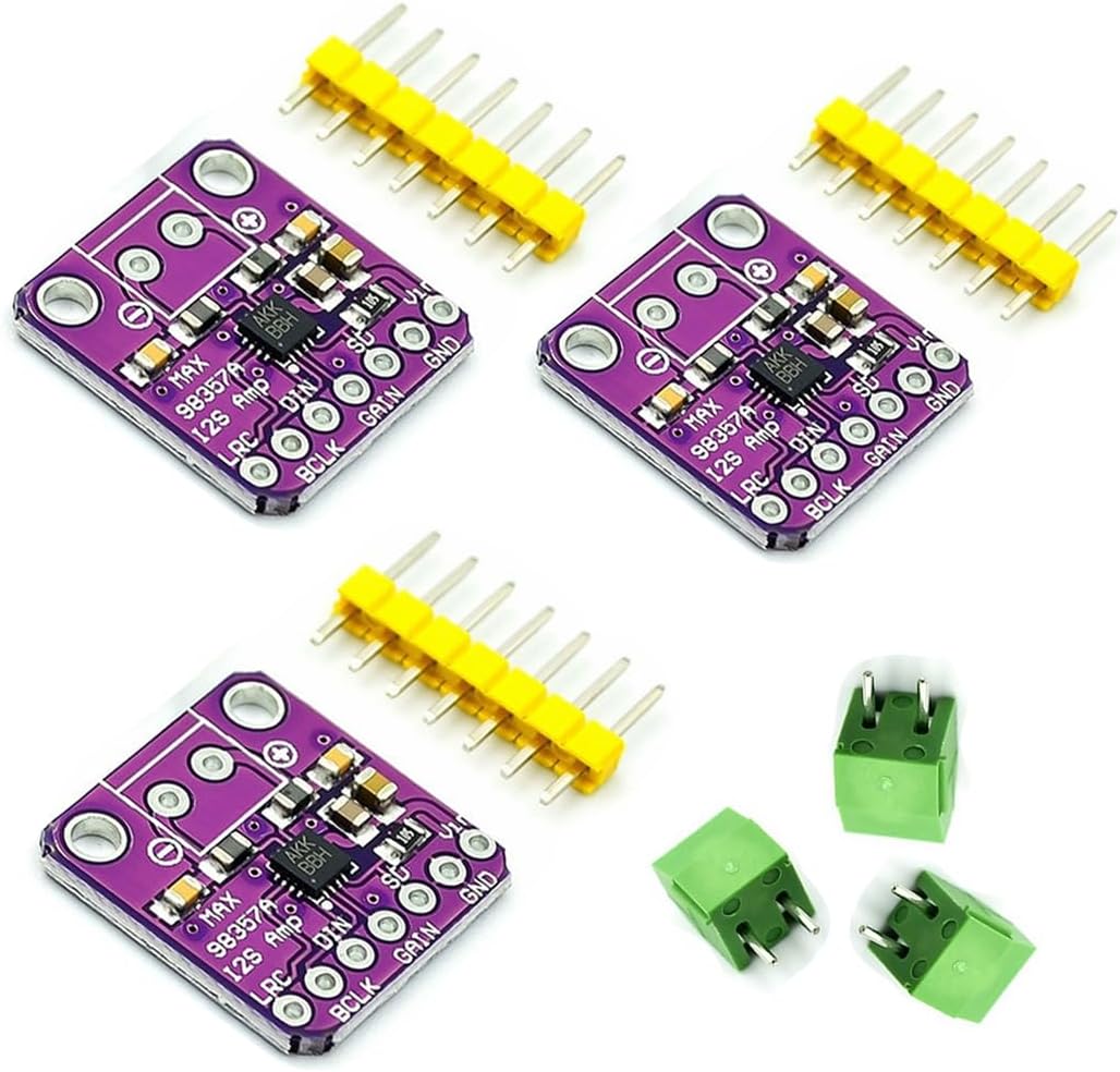 Hailege 3pcs MAX98357 Class D Audio Amplifier Board I2S 3W DAC Decoder Breakout Module Filterless Audio AMP Board