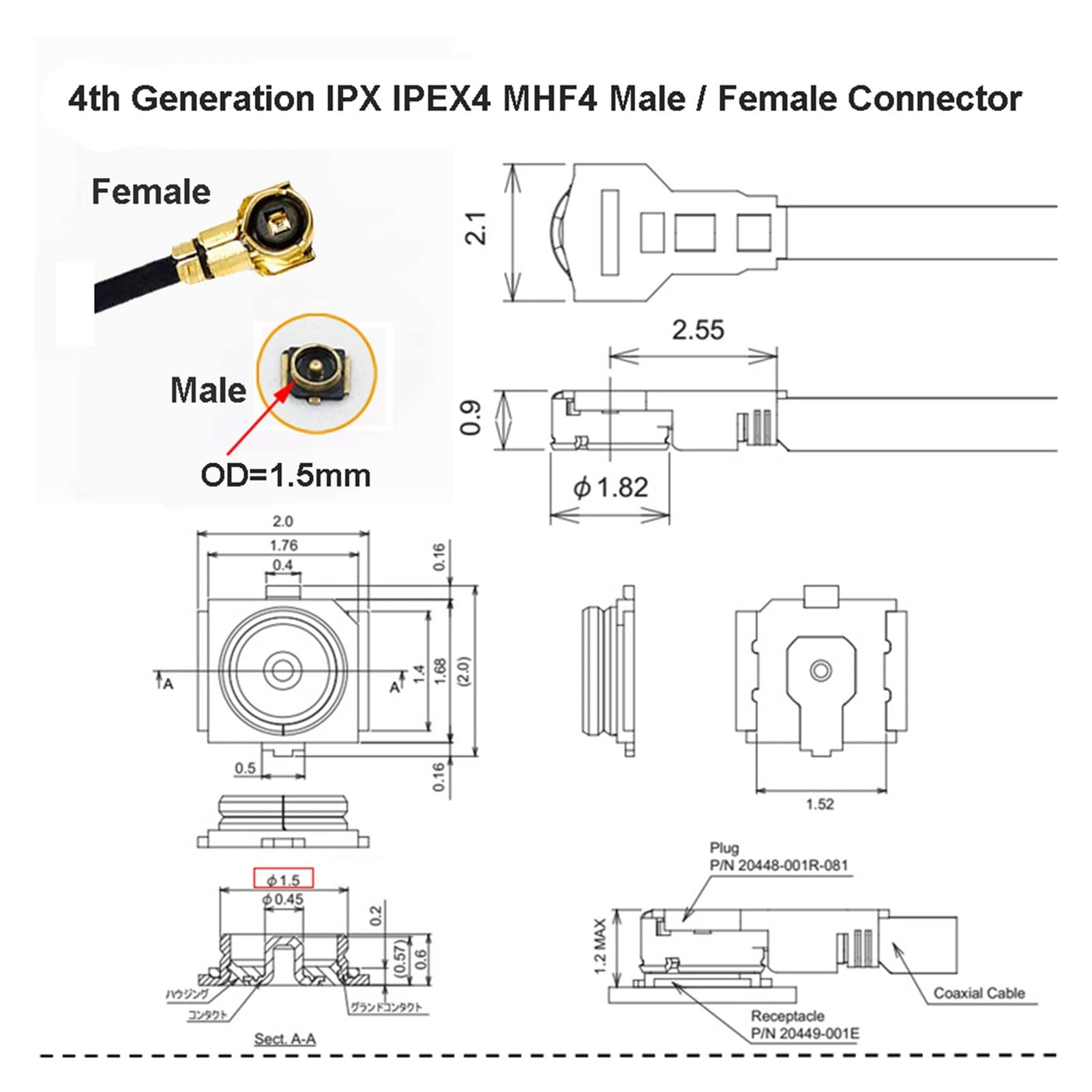 2pcs / lot f Femmina a U FL/IPX / IPEX4 MHF4 Porcellana di Jack femminile. Rf1.13 rf. Cavo coassiale Cavo di estensione antenna 3G Cavo 1 5 cm 30 cm.(F Male to IPEX4 F,30CM)
