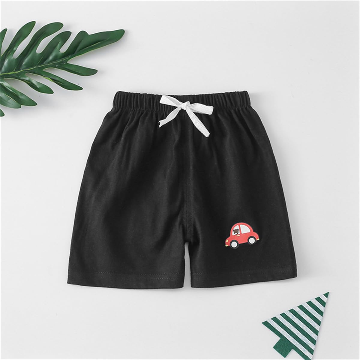 Lot of 4 Shorts d'été en Coton pour Bébé Garçon Fille Shorty Pantalon Court Uni Casual Mignon Short Taille Élastique avec Cordon de Serrage pour Tout-Petits Enfants 6 Mois-4 Ans Vêtements d'été