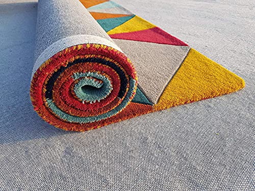 Image of Mordern Design Handmade Tufted Carpet Pure Woollen Export Quality Carpet for Living Room, Bedroom Hall [ Size 4 x 6, Color Multi A6 ]