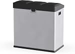 Step N’ Sort 60L 3-Compartment Kitchen Recycling Bin – Stainless Steel Trash & Recycling Can with Hands-Free Step Pedals (3 × 20L)