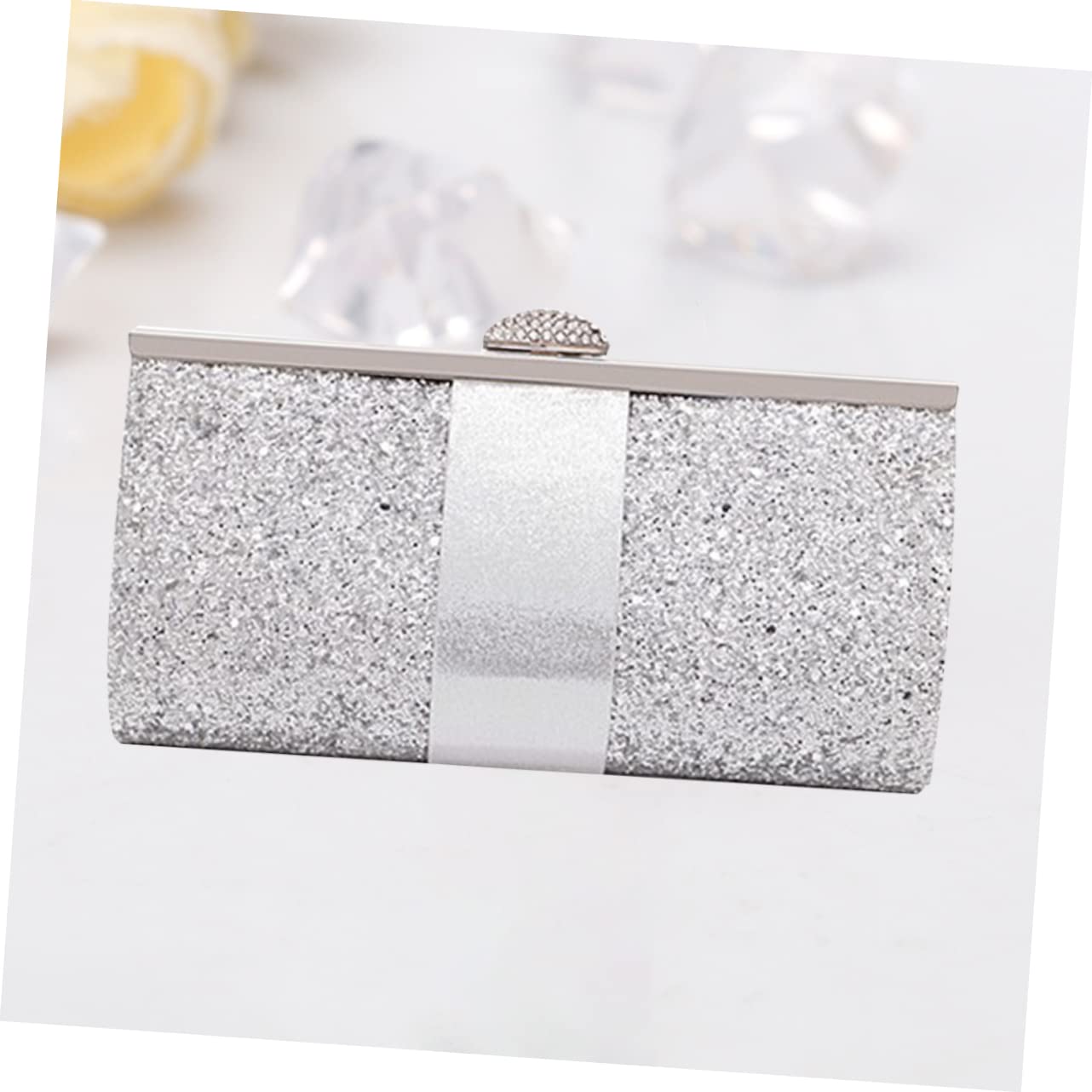 SHERCHPRY Embrague Cena Cadena De Cuero Sintético Moda Plata Brillo Boda Embrague Para Bolso Bolso Noche Noche 2 Piezas