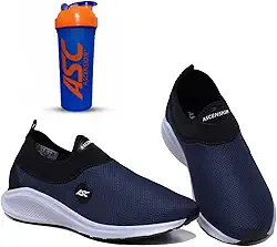 Tênis Ortopédico Unissex Tipo Meia Ascension + Coqueteleira Marinho e Laranja | Calce Fácil, Leve, Confortável – Ideal para Caminhada, Academia e Uso Diário