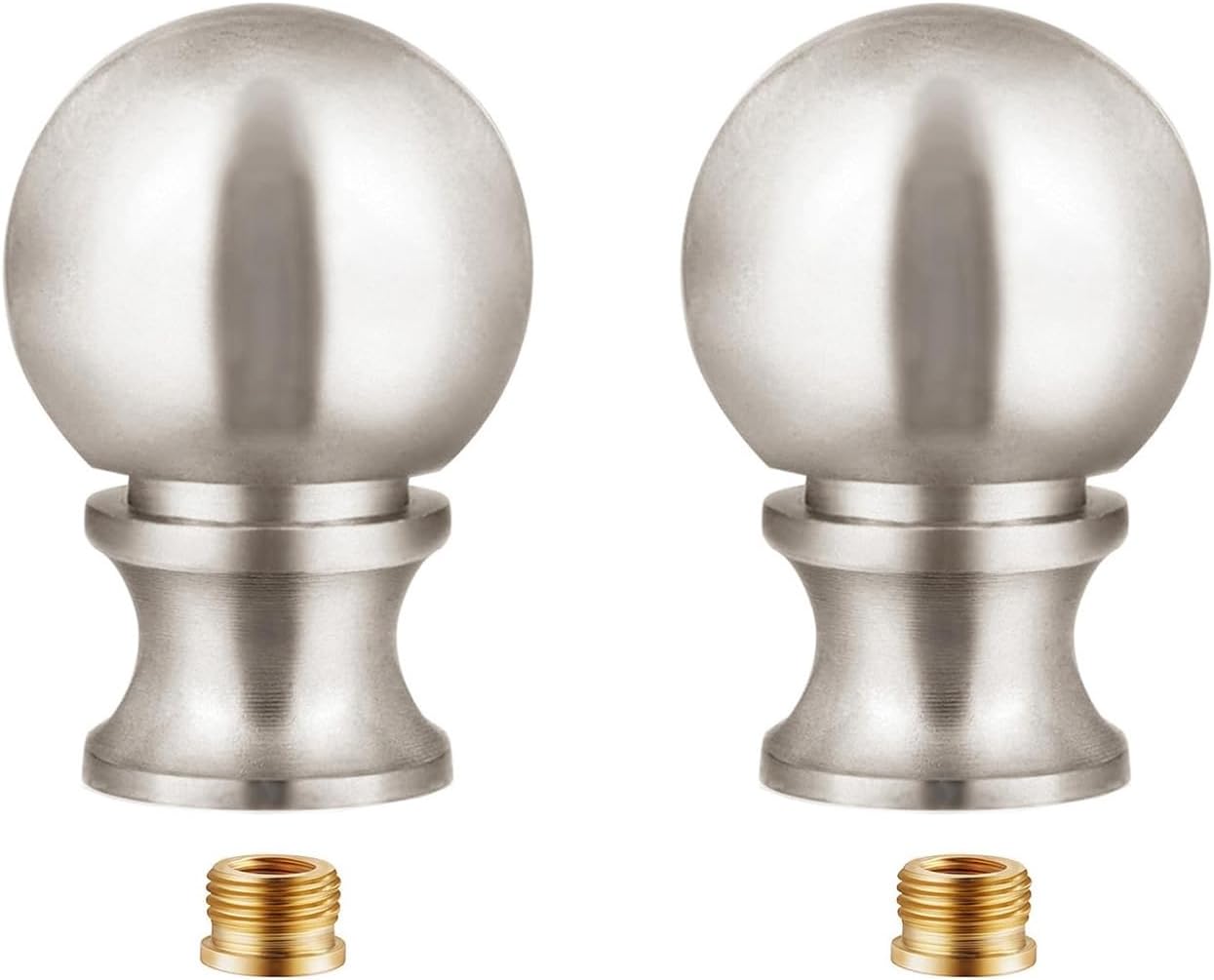 Ball Lamp Finial Brushed Nickel Finish 1.42 Inch Heigh Dual threads design 1/8IP and 1/4-27 threads (Brushed Nickel)