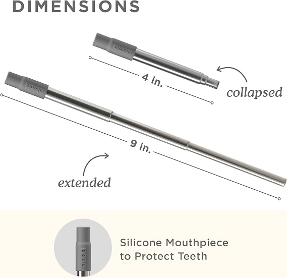 ZOKU Charcoal Utensils and Pocket Straws Bundle