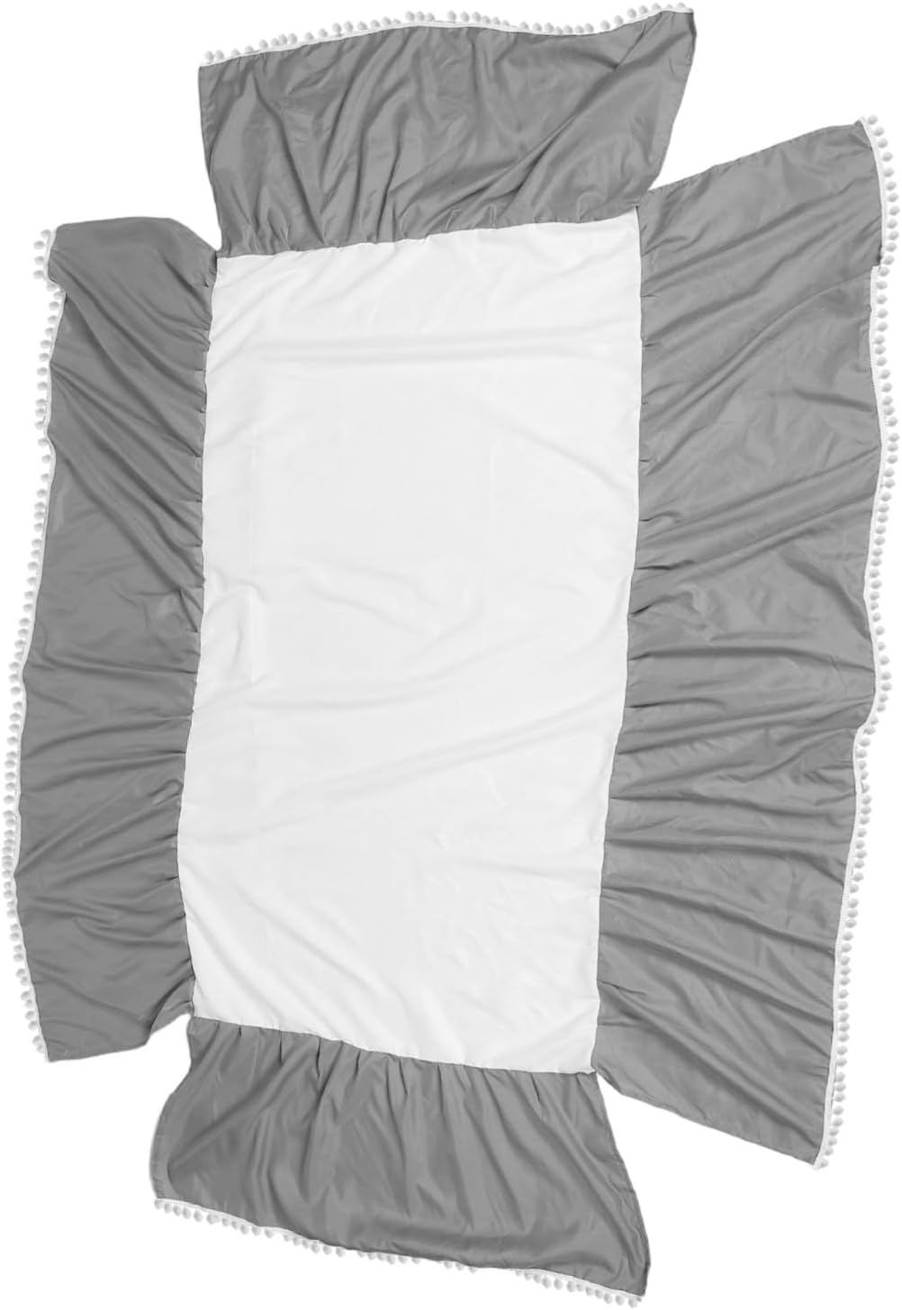 Yardwe Crib Skirt Charming Pompoms Cotton Bed Cover for Boy Girl Mattress Easy Installation Dust Adorable Nursery Decor