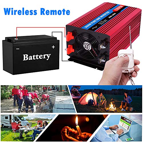 ETREPOW 3000 Watt Pure Sine Wave Power Inverter 12V to 110V 120V with LCD Display,Wireless Remote Control,4 AC Sockets, 2.1A USB Port, Dual Fans - Off Grid Inverter 6000 Watt Peak for RV Truck Car