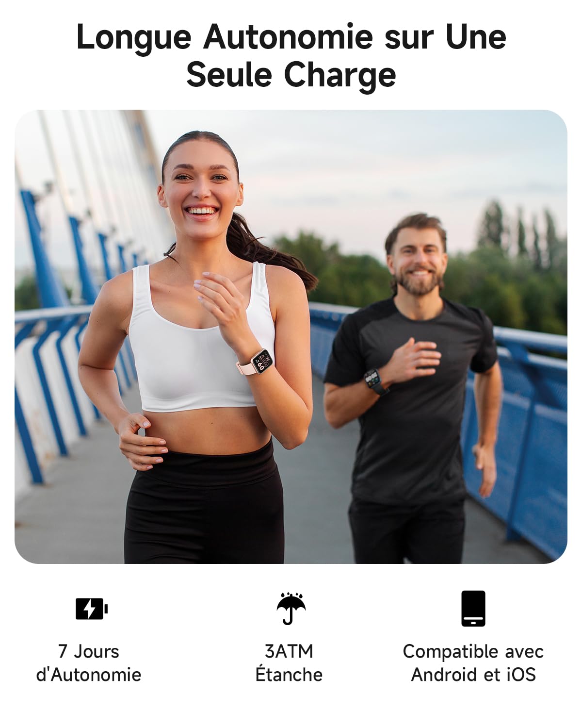 Montre Connectée Femme, 1.85" AMOLED Smartwatch avec Appel, Étanche 3 ATM (Natation), AI Intégrée, Montre Connectée pour 100+ Sport, Cardiofréquencemètre, Sommeil & Calories, SpO2, Samsung/iOS/Android