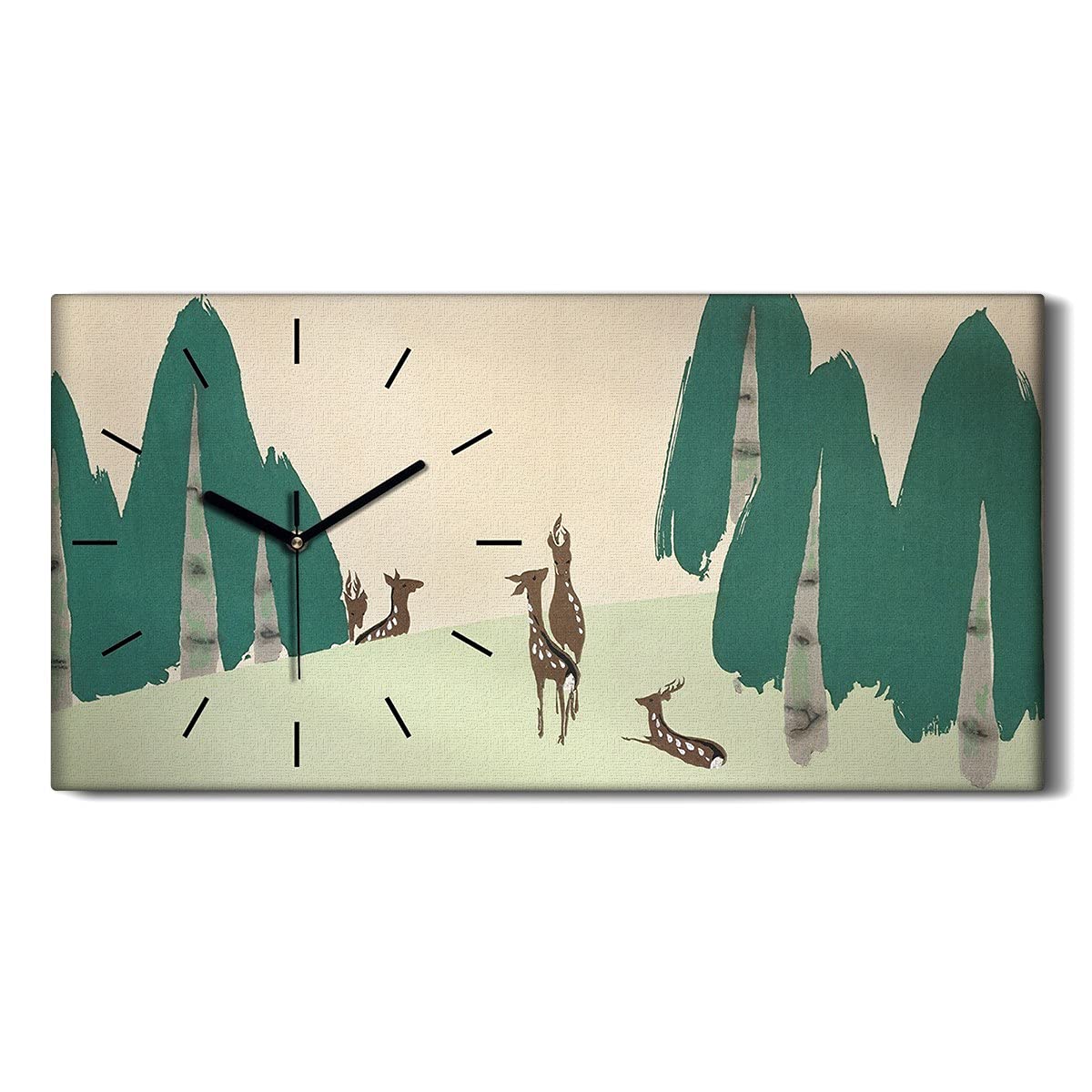 Horloge sur Toile Anti-Bruit 60x30cm Tableau Abstrait pour Décoration Murale sans Tic-Tac