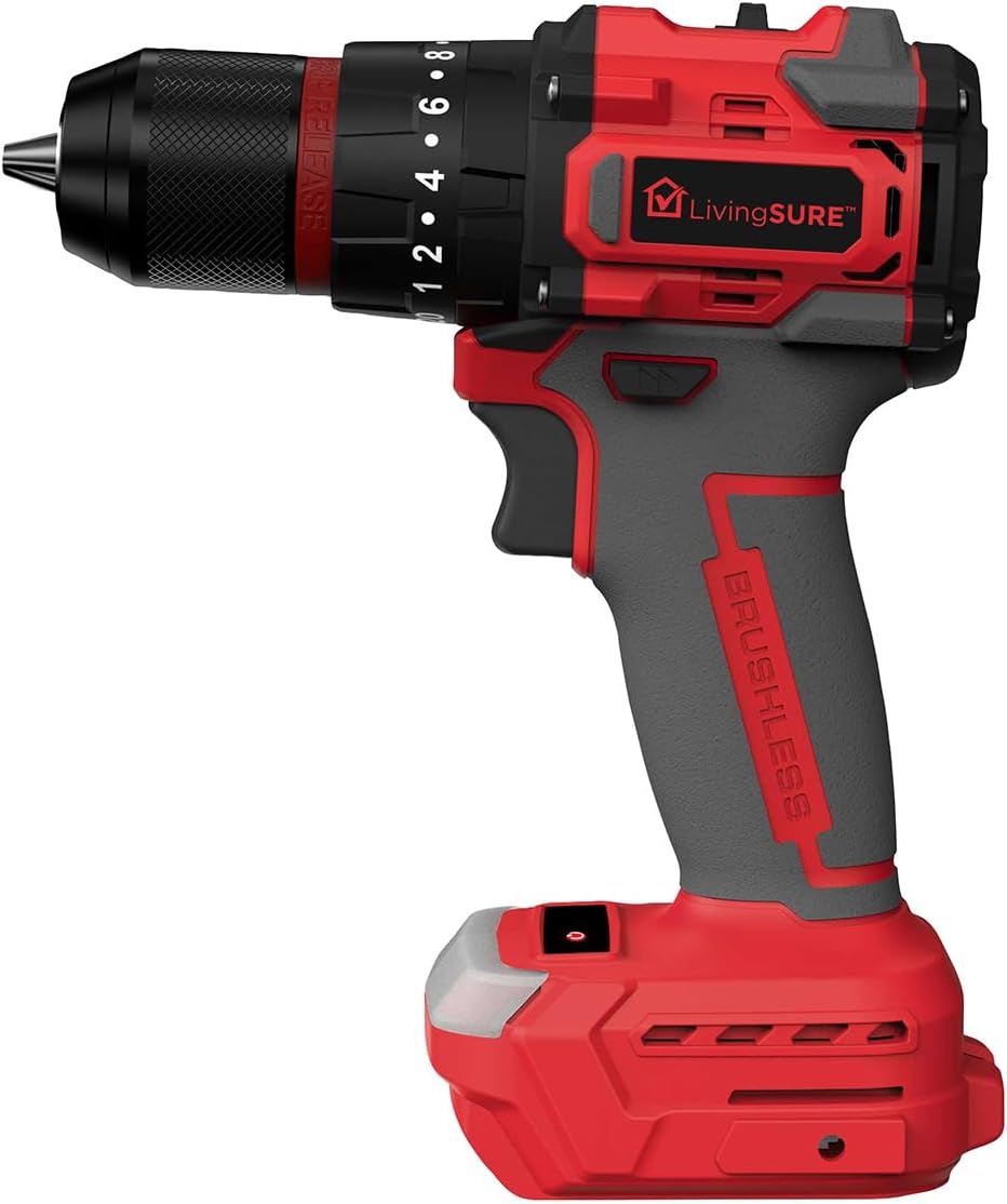 Taladro Atornillador Inalámbrico LivingSURE 20V, 1550 RPM, Motor Sin Escobillas